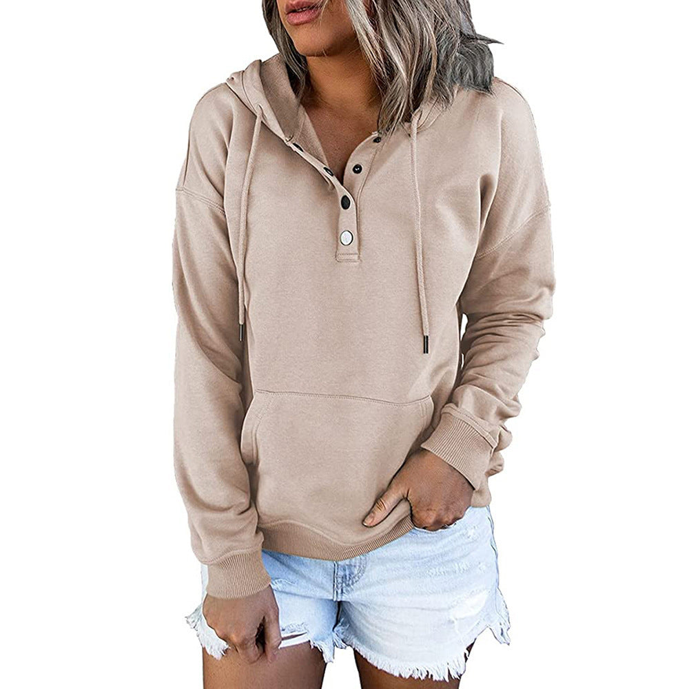 Damen Kapuzenpullover mit Knopfdetails und weichem Fleece-Material