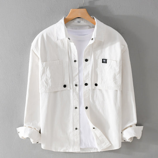 Herren Baumwoll-Overshirt mit Druckknopfleiste, Doppel-Brusttaschen und relaxed Fit Nord Taschen