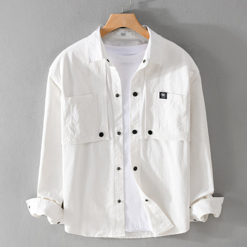 Herren Baumwoll-Overshirt mit Druckknopfleiste, Doppel-Brusttaschen und relaxed Fit Nord Taschen
