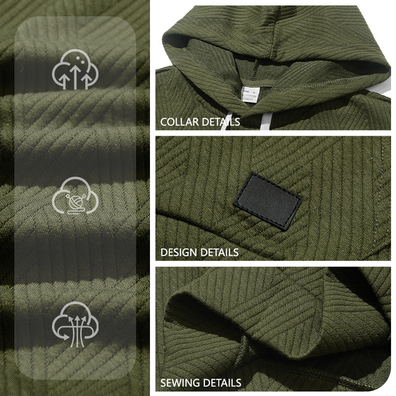 Herren nan ärmelloses Kapuzen-Lounge-Set aus strukturierter Baumwollmischung mit Kängurutasche und elastischer Freizeithose