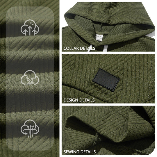 Herren nan ärmelloses Kapuzen-Lounge-Set aus strukturierter Baumwollmischung mit Kängurutasche und elastischer Freizeithose