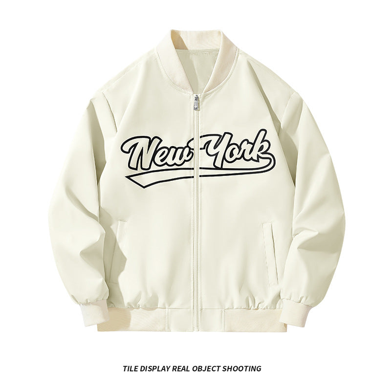 Herren Bomberjacke im College-Stil mit Script-Frontprint und Rippbündchen Nord Taschen