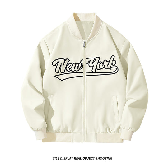 Herren Bomberjacke im College-Stil mit Script-Frontprint und Rippbündchen Nord Taschen