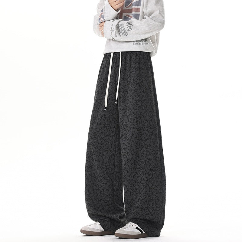 Herren Extraweite Fleece-Loungehose mit Allover-Strukturprint und Kordelzug Nord Taschen
