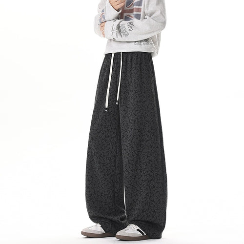 Herren Extraweite Fleece-Loungehose mit Allover-Strukturprint und Kordelzug Nord Taschen