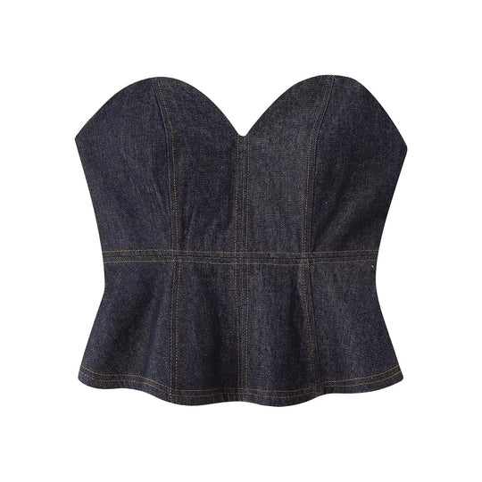 Damen 30+ dreiteiliges Denim-Set: taillierter Blazer, Taillen-Corsage & High-Waist-Jeans Nord Taschen
