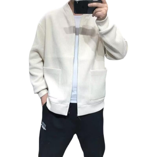Herren Gerippte Zip-Strickjacke mit Stehblende und aufgesetzten Taschen Nord Taschen