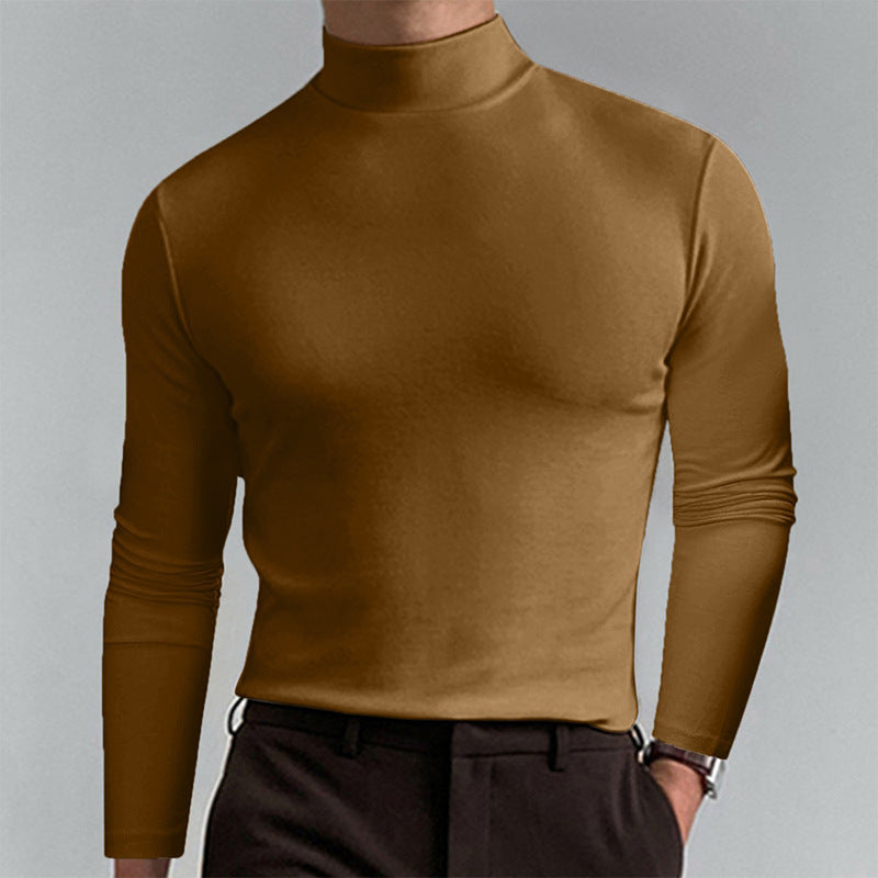 Herren Elegantes Langarm-T-Shirt mit hohem Kragen