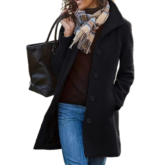 Damen wollähnlicher Teddy-Kurzmantel mit Stehkragen und seitlichen Eingrifftaschen Nord Taschen