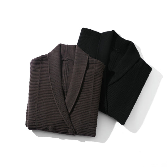 Damen Doppelreihige Strickcardigan mit Schalkragen und Strukturstrick Nord Taschen