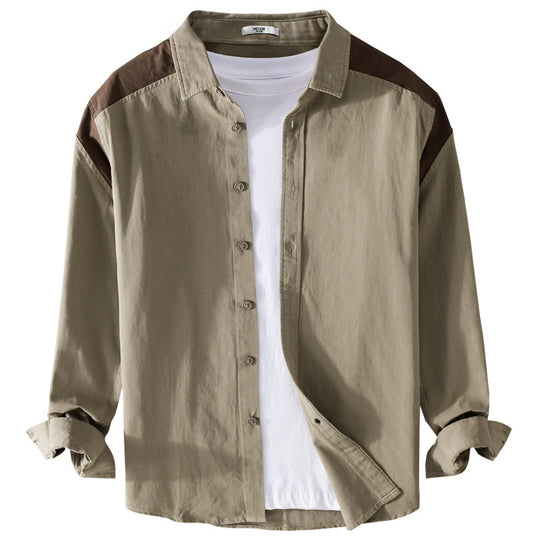 Herren Overshirt mit Kontrastpasse und lockerem Schnitt aus Baumwollmix Nord Taschen