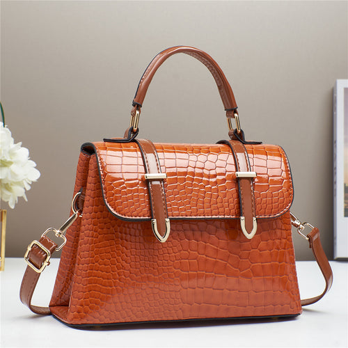 Damen Handtasche mit elegantem Krokodil-Leder-Muster und verstellbarem Schulterriemen Nord Taschen