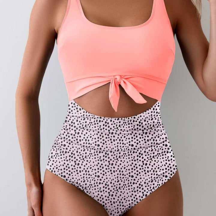Damen Bikini-Set mit hohem Bund und modischem Knoten-Detail