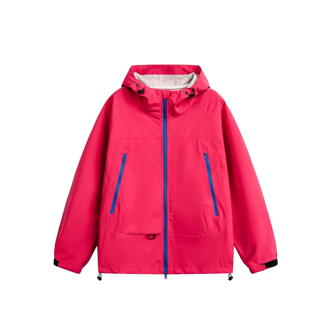 Damen Wasserdichte Softshell‑Regenjacke mit Kapuze, verstellbarem Saum und kontrastierenden Reißverschlüssen Nord Taschen