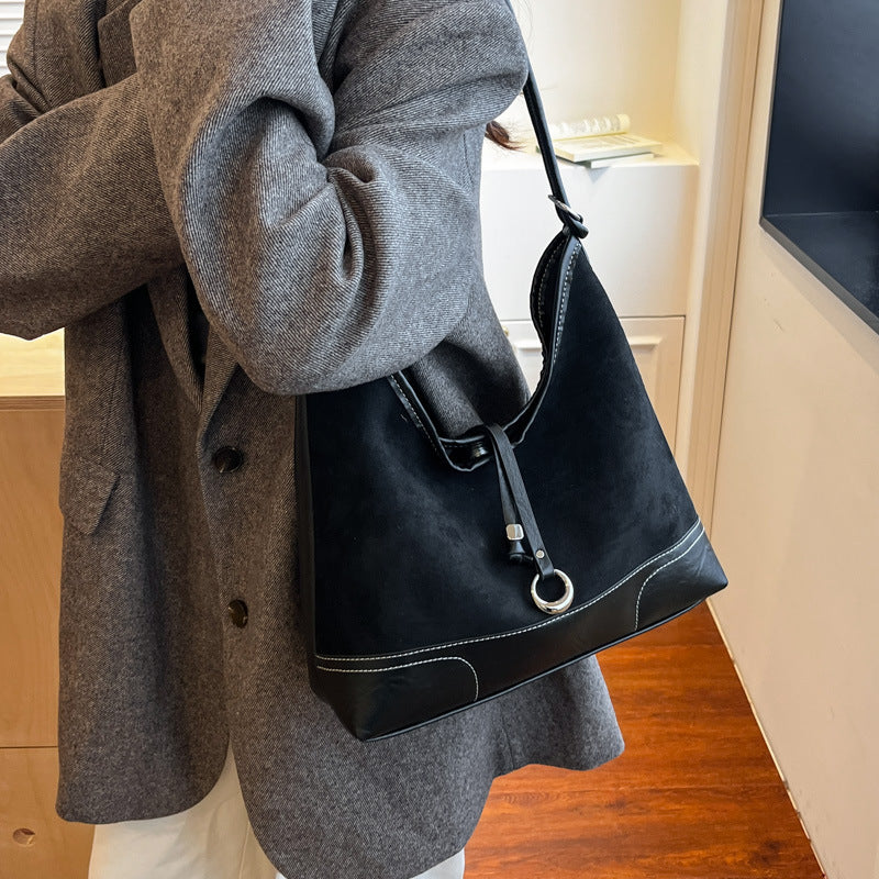 Damen elegante Tote Bag mit authentischen Veloursleder-Elementen Nord Taschen