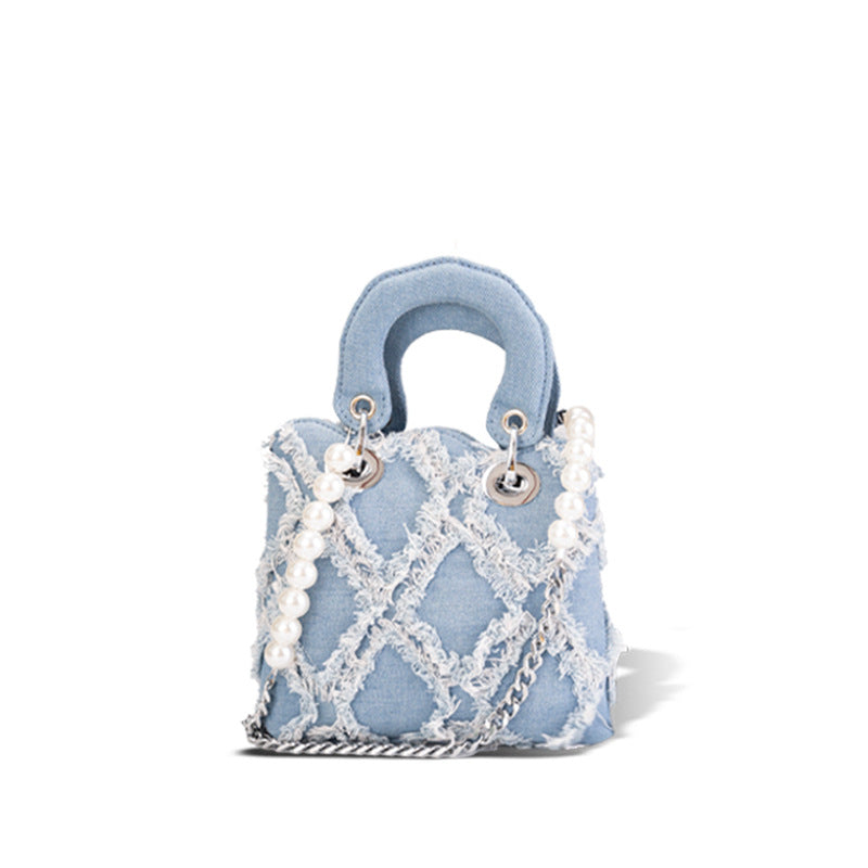 Damen Mini-Handtasche mit auffälligem eingeschnürtem Design und Perlenakzenten Nord Taschen
