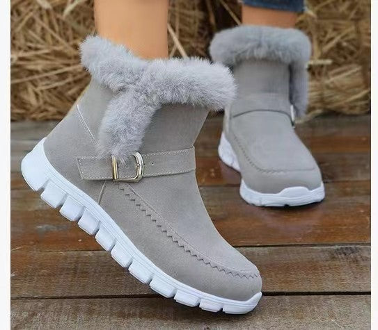 Damen  gefütterte Stiefelette mit Kunstfellkragen, rutschfester Leichtsohle und seitlichem Reißverschluss Nord Taschen
