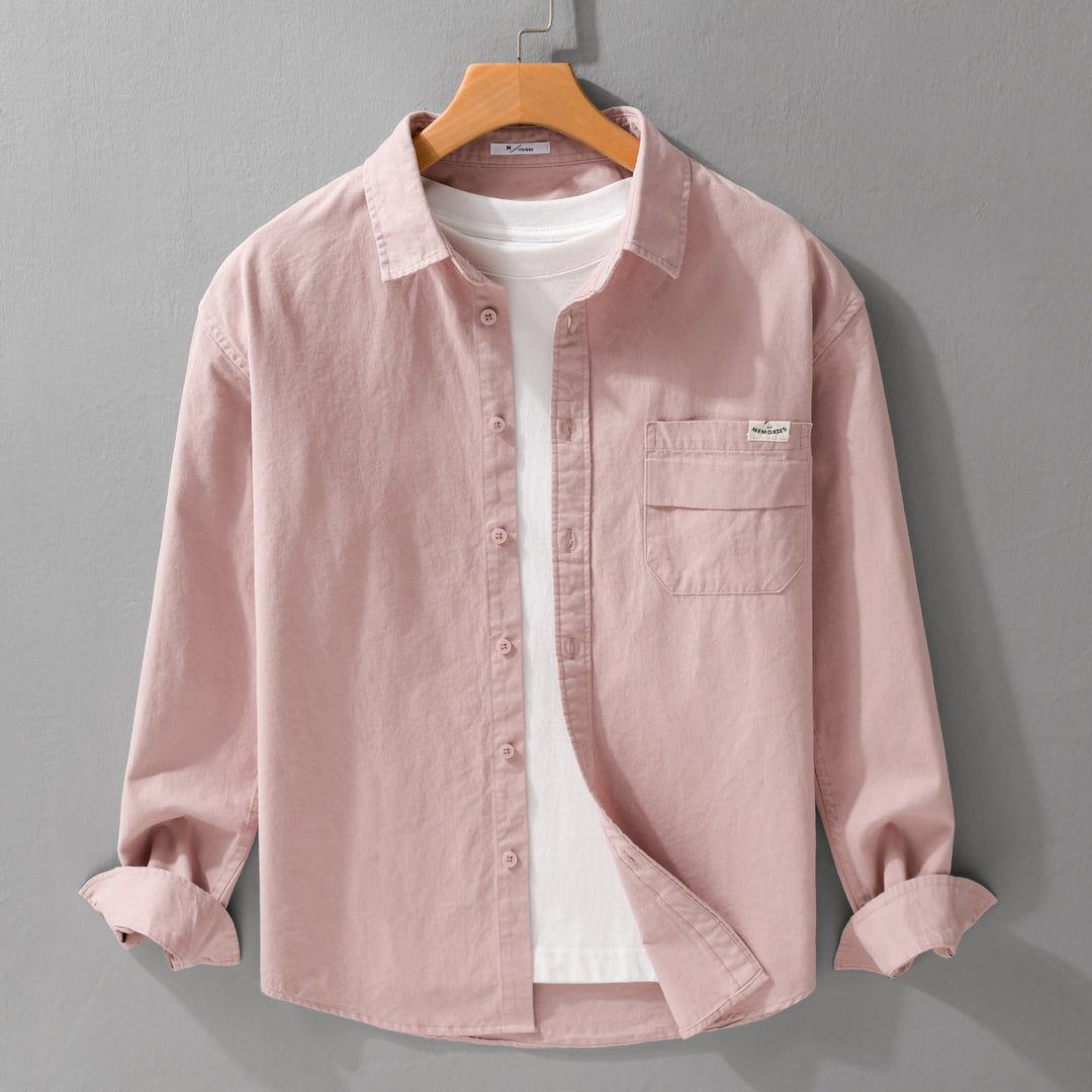 Herren Leichtes Baumwoll-Overshirt mit Kentkragen, Brusttasche und Relaxed-Fit Nord Taschen