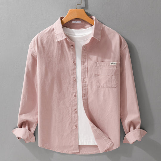 Herren Leichtes Baumwoll-Overshirt mit Kentkragen, Brusttasche und Relaxed-Fit Nord Taschen
