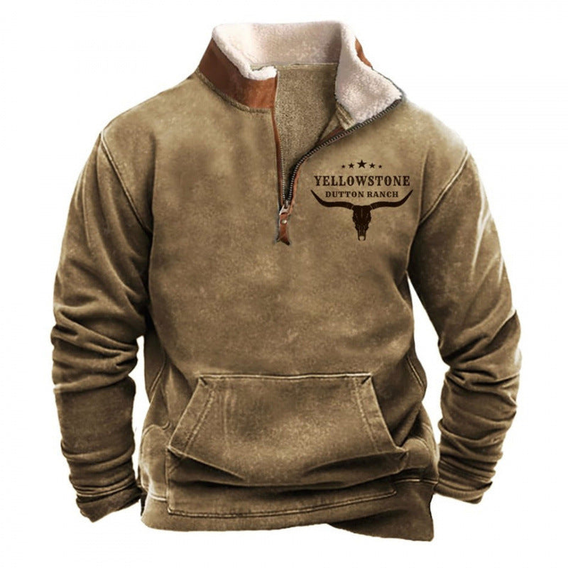 Herren Wärmender Fleece-Pullover mit Stehkragen Nord Taschen