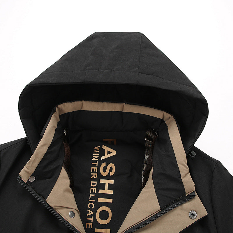 Herren Thermoisolierte Steppjacke mit Kunstfell-Innenfutter und Kapuze Nord Taschen