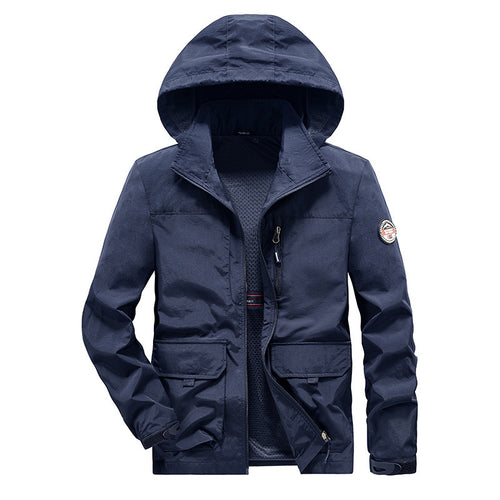 Herren Ultraleichte Kapuzen-Fieldjacke mit Mesh-Innenfutter und Mehrfach-Taschen Nord Taschen