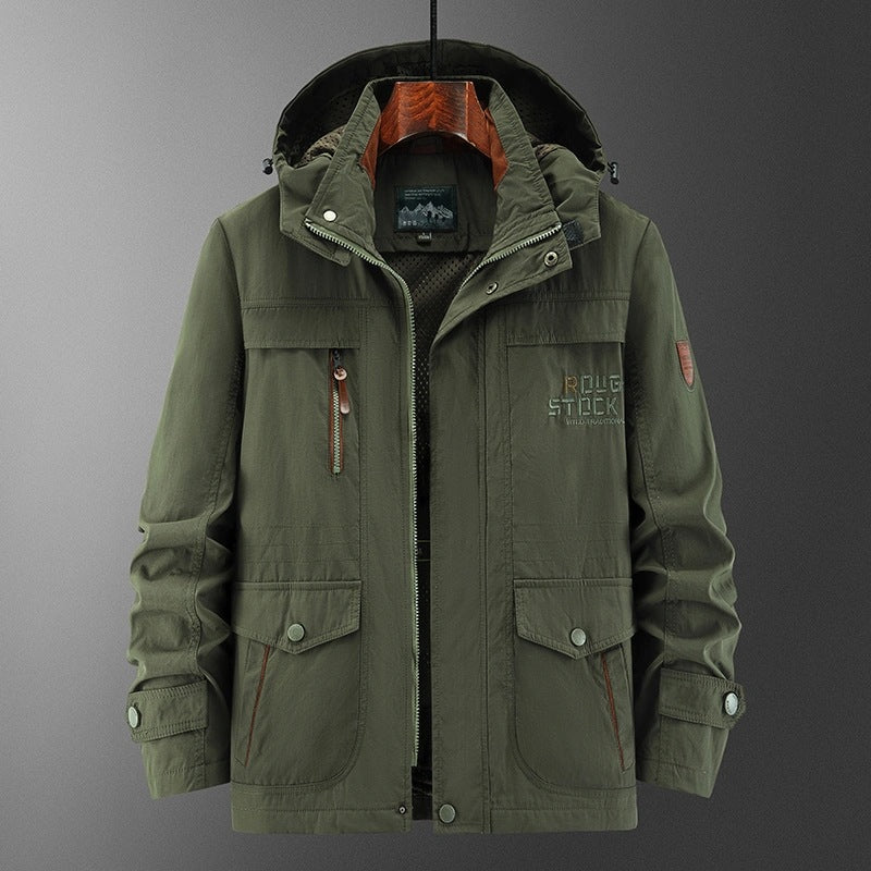 Herren Wetterfeste Utility-Fieldjacke mit Kapuze, Mesh-Futter und Multifunktions-Taschen Nord Taschen