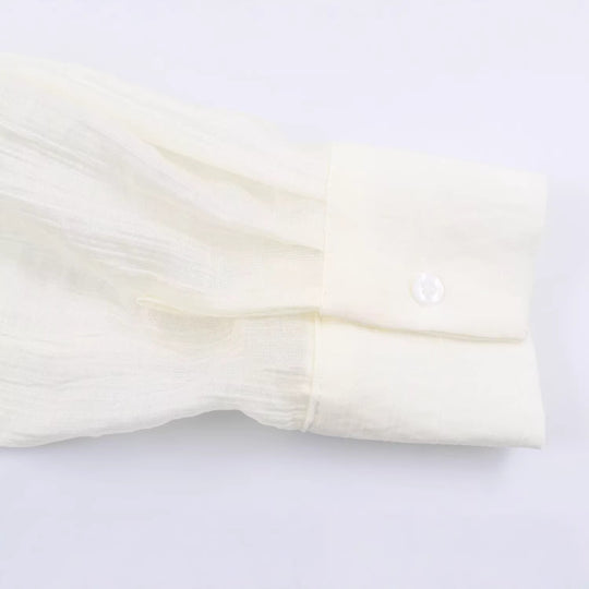 Damen Leichte weite Bluse mit Crinkle-Struktur und Hemdkragen Nord Taschen