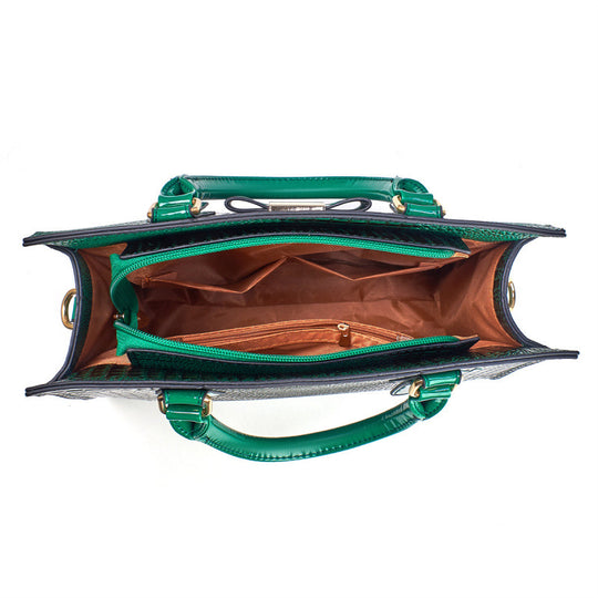 Damen elegante Handtasche mit schicker Schleifenapplikation und edlem Krokodil-Look Nord Taschen