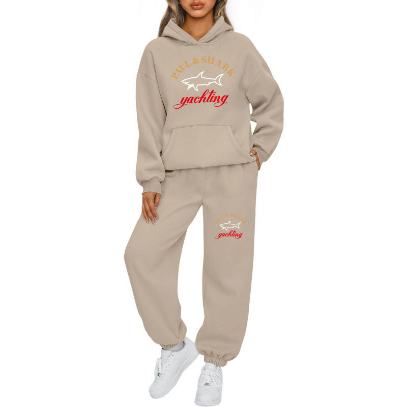 Damen oversized Hoodie und Jogginghose Set mit Kapuze Kängurutasche und gerippten Bündchen Nord Taschen