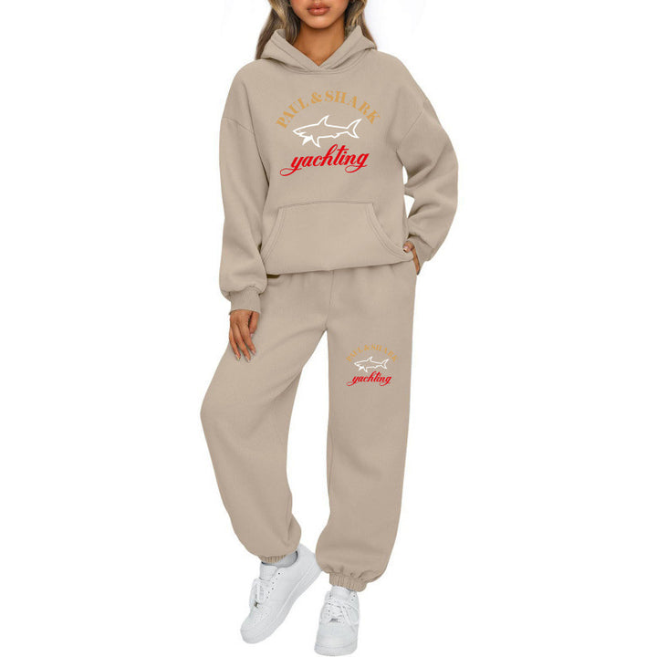 Damen oversized Hoodie und Jogginghose Set mit Kapuze Kängurutasche und gerippten Bündchen Nord Taschen