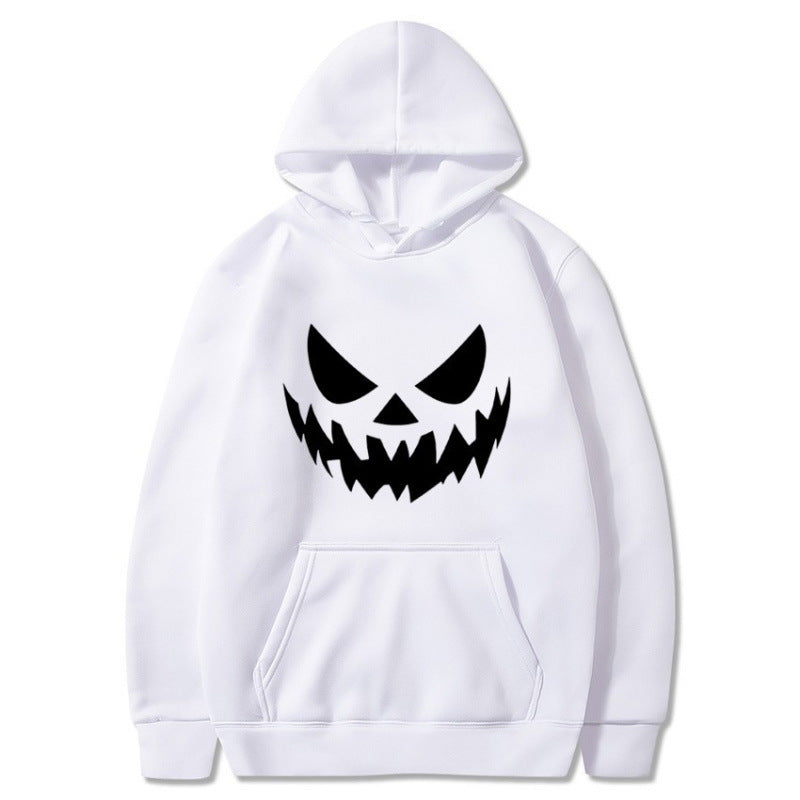 Unisex Kapuzenpullover mit gruseligem Kürbisgesicht-Print und Oversize Kängurutasche Nord Taschen