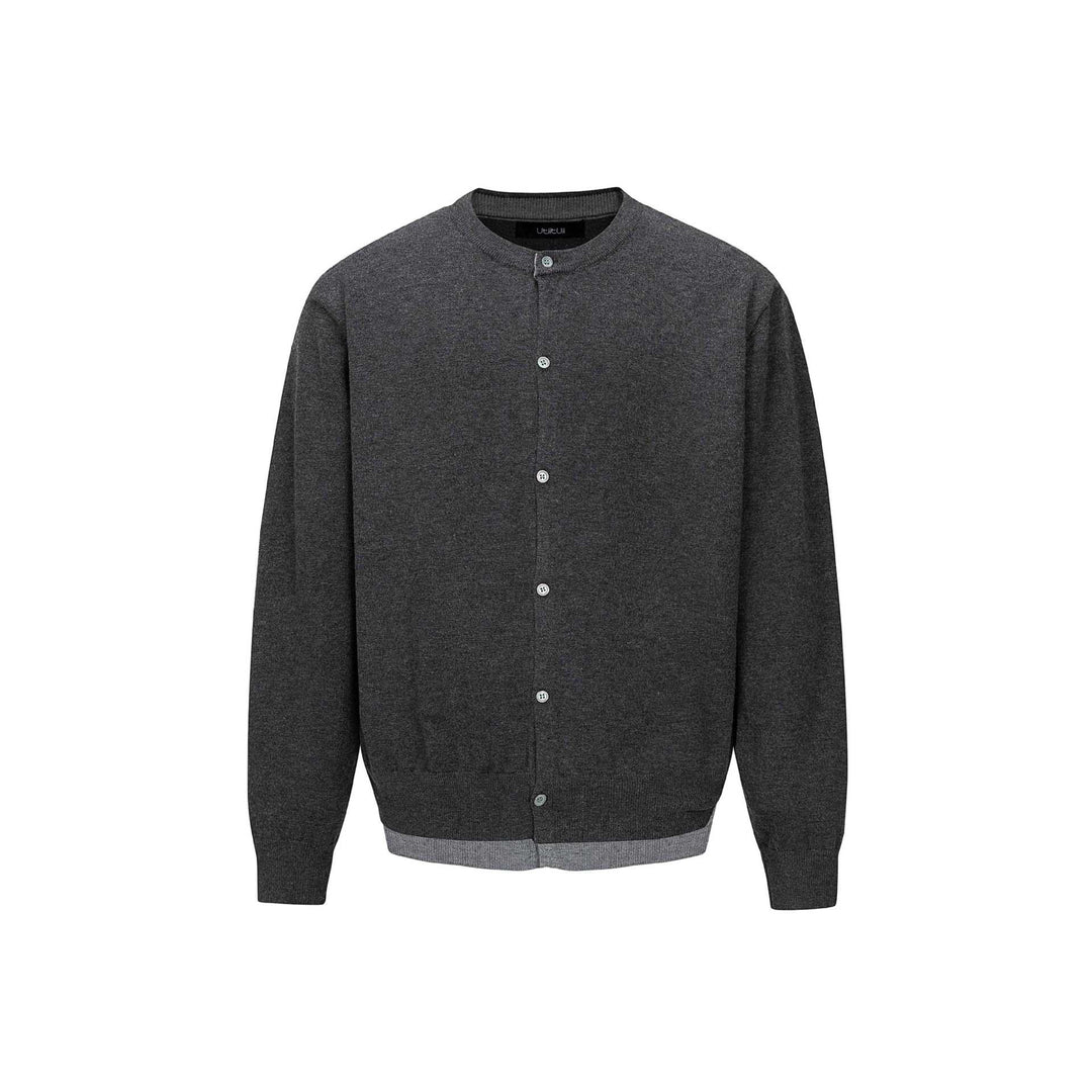 Herren Feinstrick-Cardigan mit Rundhals, durchgehender Knopfleiste und geripptem Saum Nord Taschen