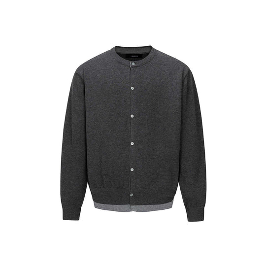 Herren Feinstrick-Cardigan mit Rundhals, durchgehender Knopfleiste und geripptem Saum Nord Taschen