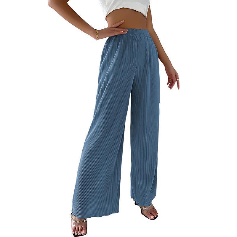 Damen Fließende Plissierte weit geschnittene Hose