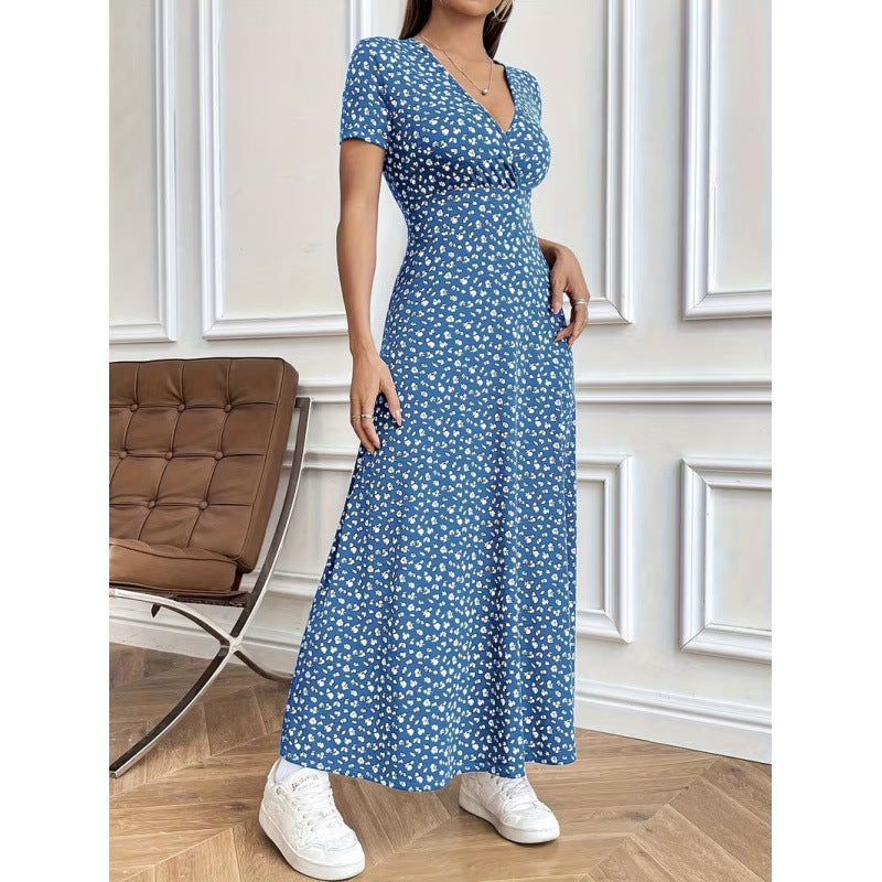 Damen Maxikleid mit vorteilhaftem V-Ausschnitt und floralem Muster Nord Taschen