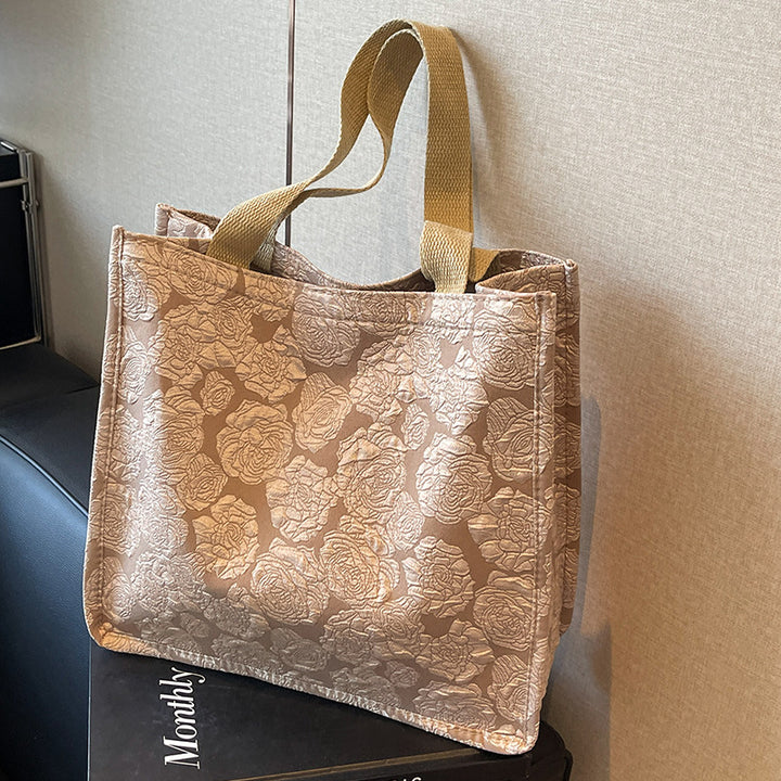 Damen Jute-Tragetasche mit floralem Muster und stabilen Griffen Nord Taschen