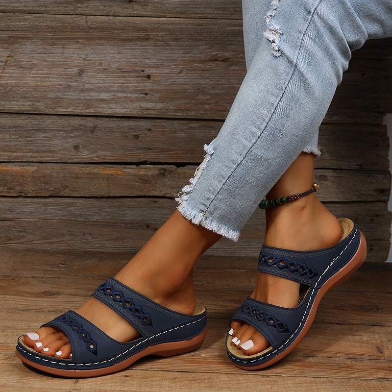 Damen Komfortable Riemchen-Sandalen mit flauschigem Fußbett