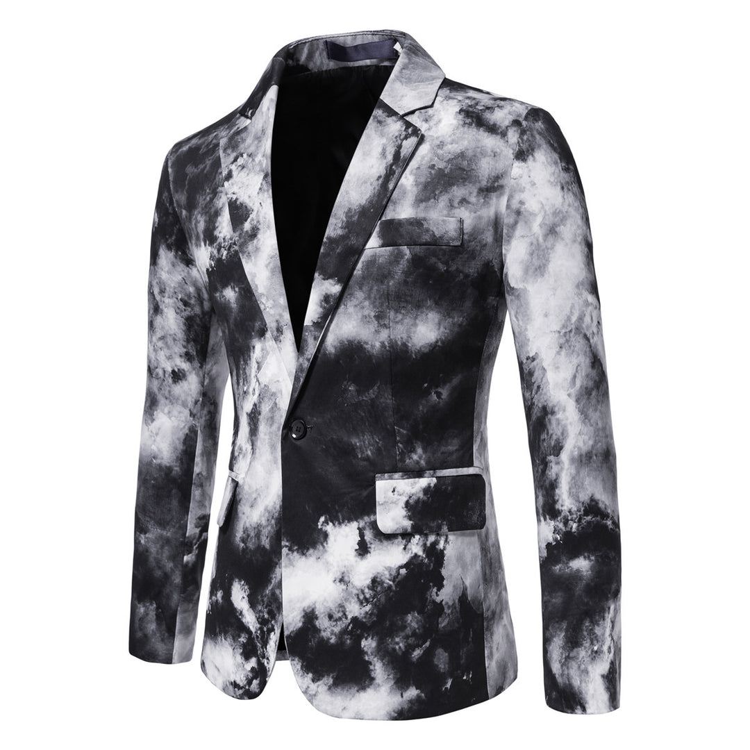 Herren Slim-Fit Sakko mit Aquarell-Print und Ein-Knopf-Verschluss Nord Taschen