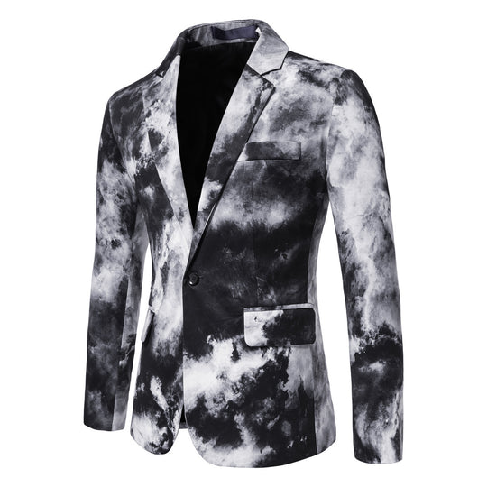 Herren Slim-Fit Sakko mit Aquarell-Print und Ein-Knopf-Verschluss Nord Taschen