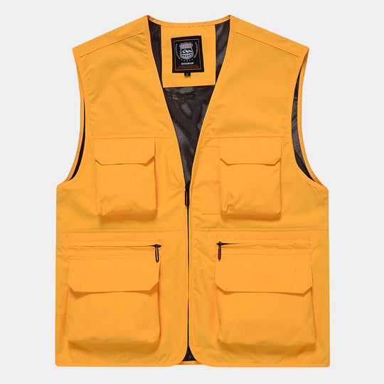 Herren Multifunktionale Utility‑Weste aus technischem Canvas mit Mesh‑Futter und Frontreißverschluss Nord Taschen