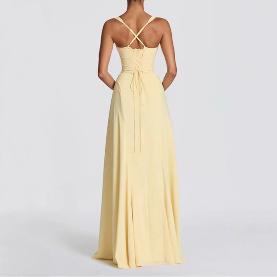 Damen Elegantes Maxikleid mit herzförmigem Ausschnitt und fließendem Stoff - Vittorelli