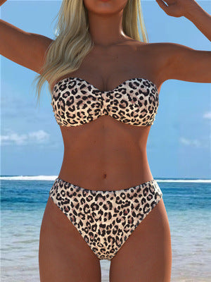 Damen Bandeau-Bikini mit hochwertigem Animal-Print und optimalem Tragekomfort Nord Taschen