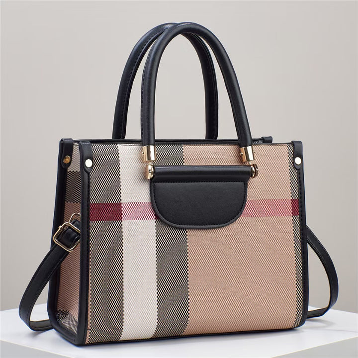 Damen elegante Handtasche mit kontrastreichem Karomuster und abnehmbarem Schultergurt Nord Taschen