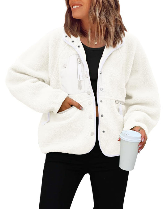 Damen kuschelige Fleecejacke mit praktischen Taschen Avellé