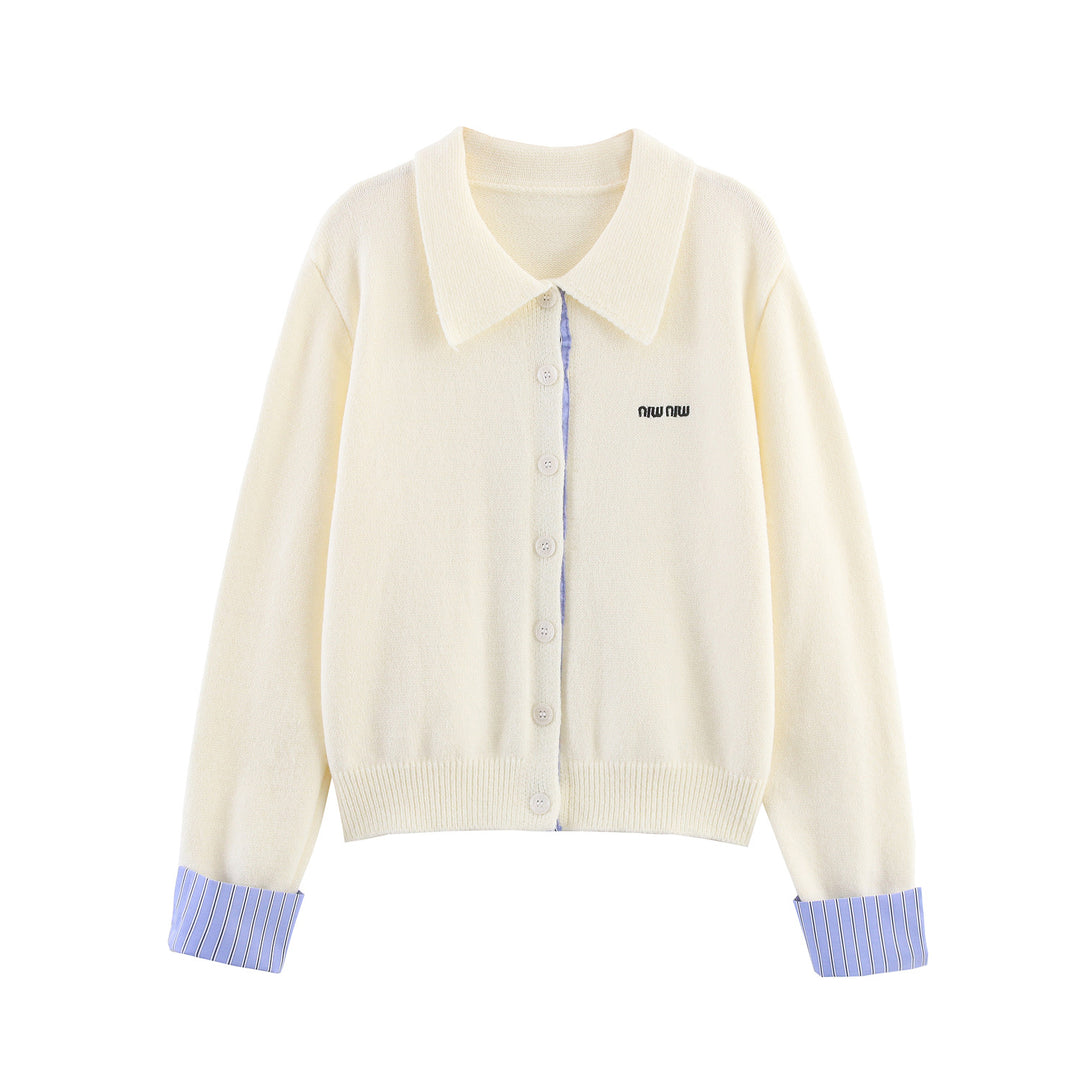 Damen Zweiteiliges Feinstrick-Set mit Hemdkragen-Cardigan und plissiertem Rock Nord Taschen