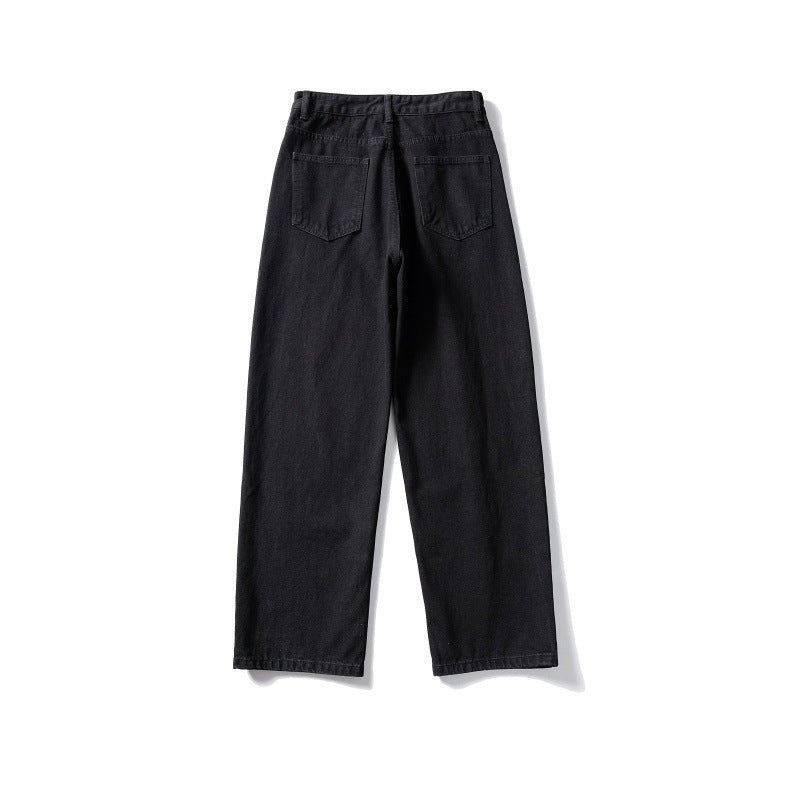 Damen hochtaillierte weite Jeans aus robustem Denim mit geradem Bein Nord Taschen