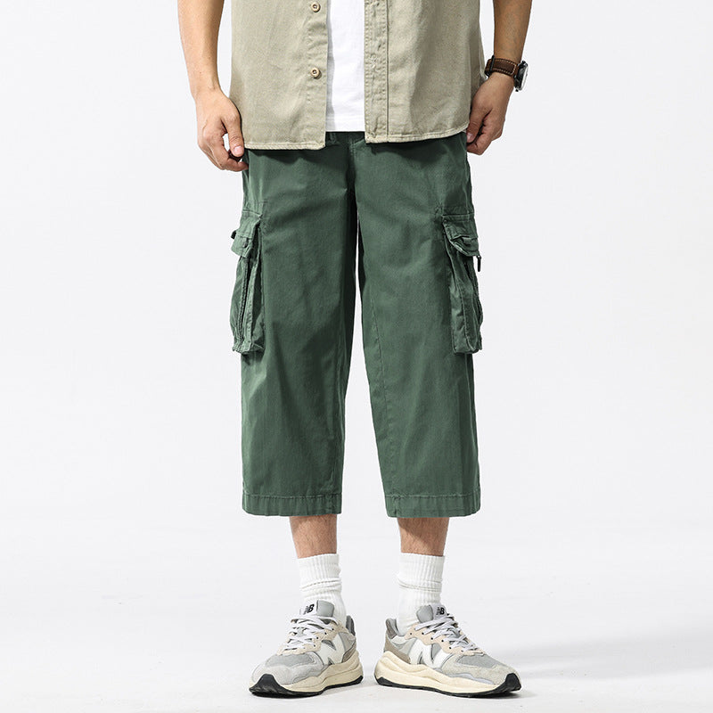 Herren halblange Utility-Cargohose aus Baumwoll-Twill mit weitem Bein und Multifachtaschen Nord Taschen