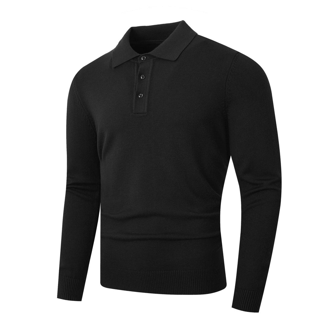 Herren Feinstrick-Poloshirt mit langem Arm und Dreiknopfleiste Nord Taschen