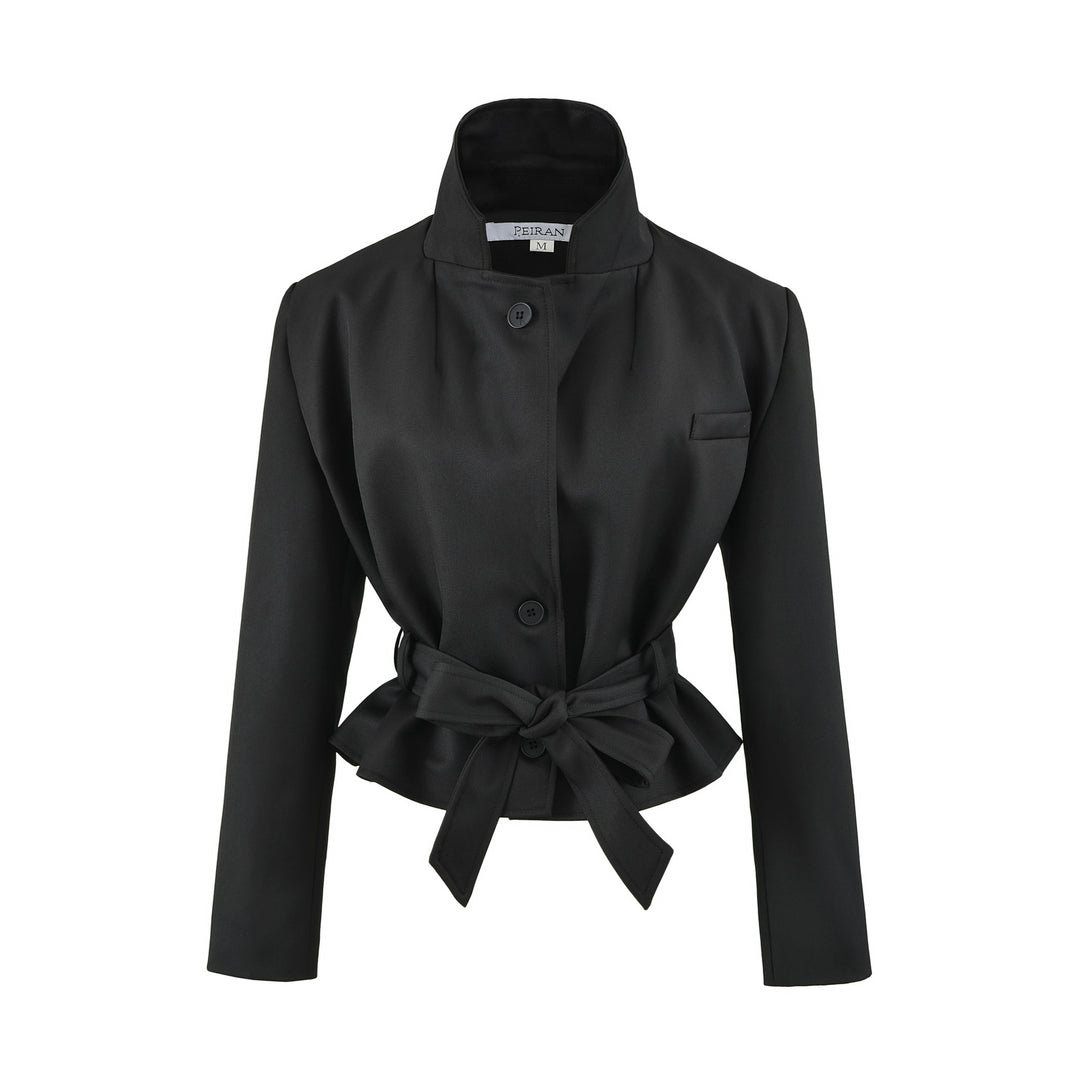 Damen Kurzblazer mit Schalkragen, Taillierung und Bindegürtel Nord Taschen